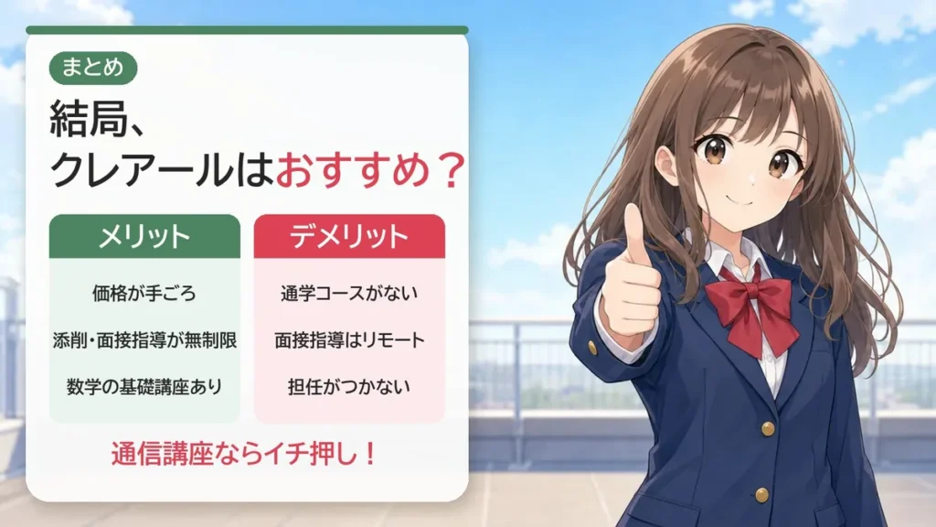 まとめ:クレアール公務員講座のメリットとデメリット。通信講座ならイチ押し