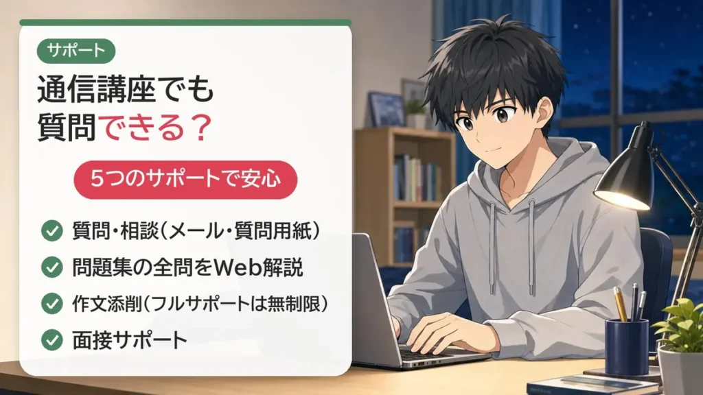 クレアールの学習サポート:質問・相談、問題集のWeb解説、作文添削、面接サポート