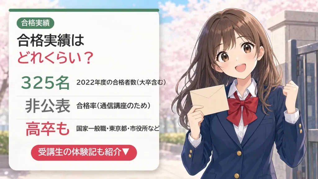 クレアールの合格実績:2022年度の合格者325名(大卒含む)、合格率は非公表