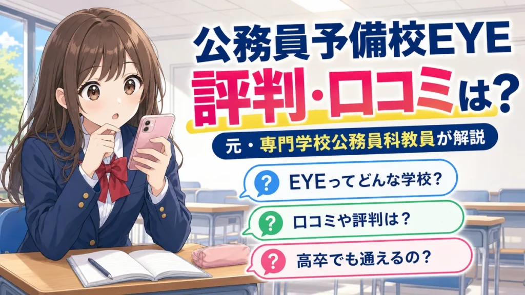 【高卒公務員試験】公務員予備校EYEの評判は？口コミは？【元・専門学校公務員科の教員が解説！】