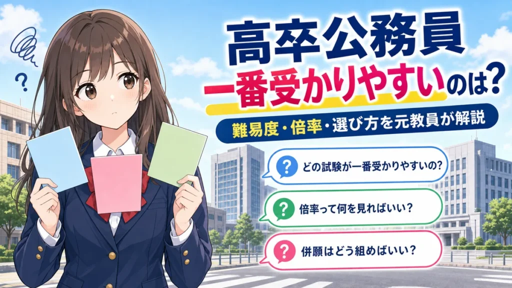 【高卒公務員】一番受かりやすいのは?元・専門学校教員が難易度・倍率・選び方・対策を徹底解説!