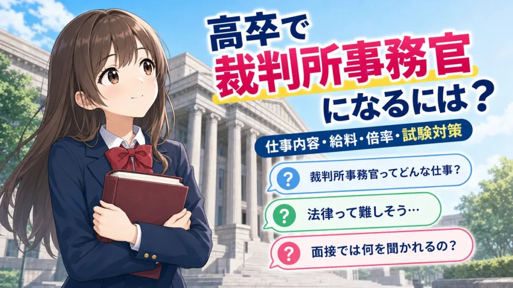 高卒で裁判所事務官になるには？仕事内容、給料、倍率、試験対策まで徹底解説