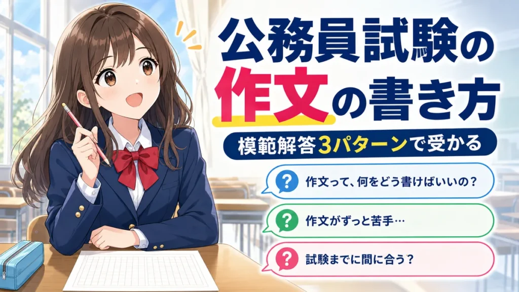【例文あり】公務員試験の作文の書き方｜模範解答3パターンで受かる【高卒】
