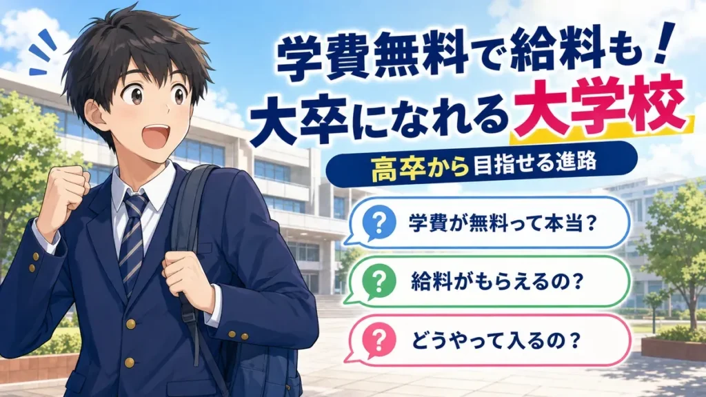 学費無料、毎月給料がもらえて大卒の学歴になる大学校