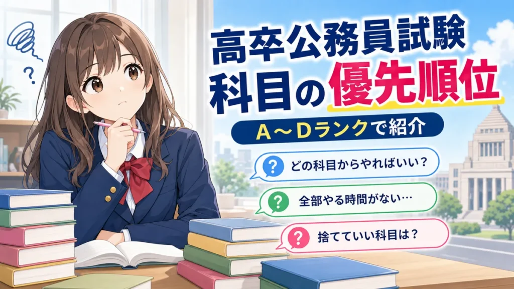 【高卒公務員試験】各科目の優先順位をAランク～Dランクで紹介