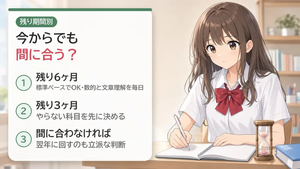 今からでも間に合う？残り期間別の戦い方（残り6ヶ月・3ヶ月）