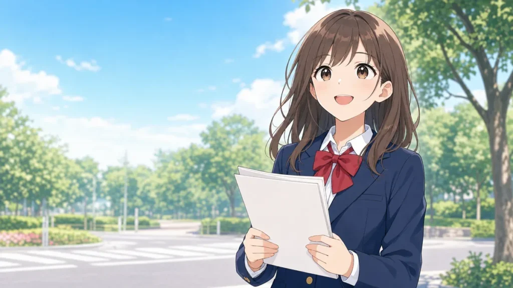 パンフレットを手に進路を考える高校生（まだ職種を決めていない）